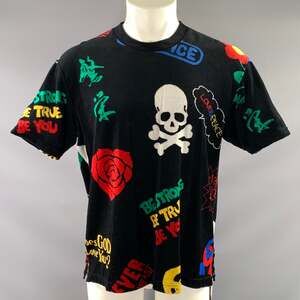 MASTERMIND JAPAN Size M Black Multi Color Graphic Cotton  Polyester T Shirt